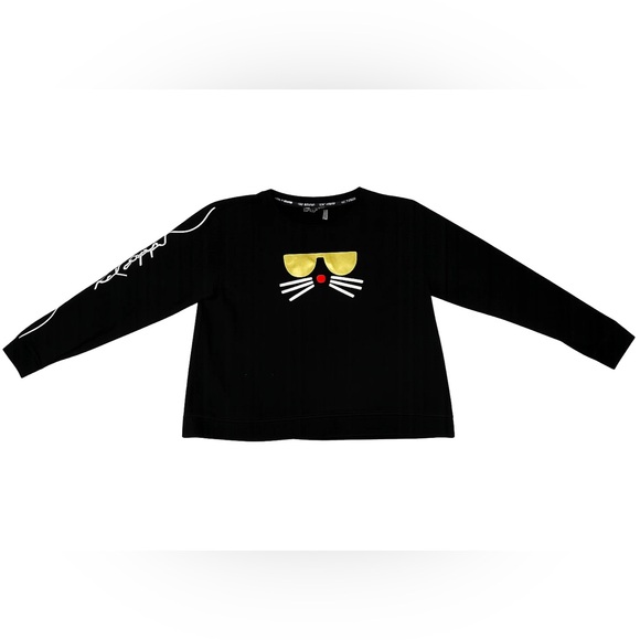 Karl Lagerfeld Paris Pullover Sweater Size XL Cat with Gold Glasses-Cotton Logo - Picture 3 of 5